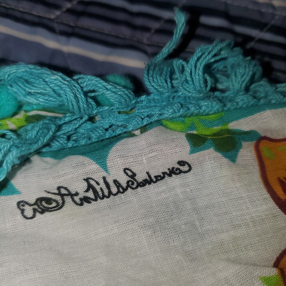 Antica Sartoria Dress 2024 One Size Cotton Boho Positano Aqua Fringe Mini Resort - Picture 7 of 12